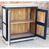 Floral carved Solid wood Sideboard Whitewash-Black